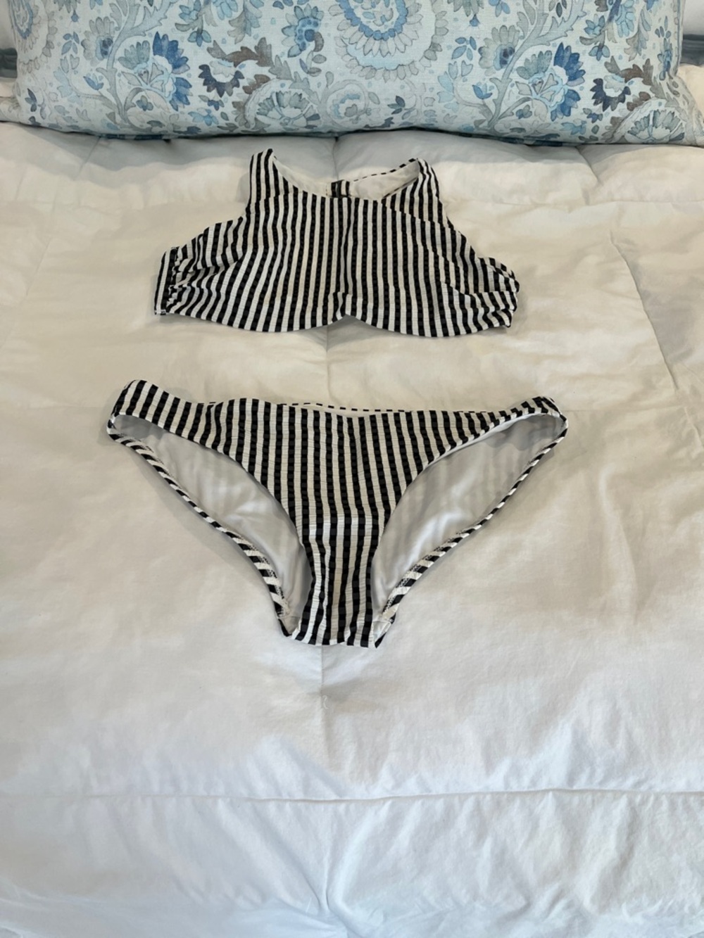 Athleta Black and White Gingham Bikini Top and bottom